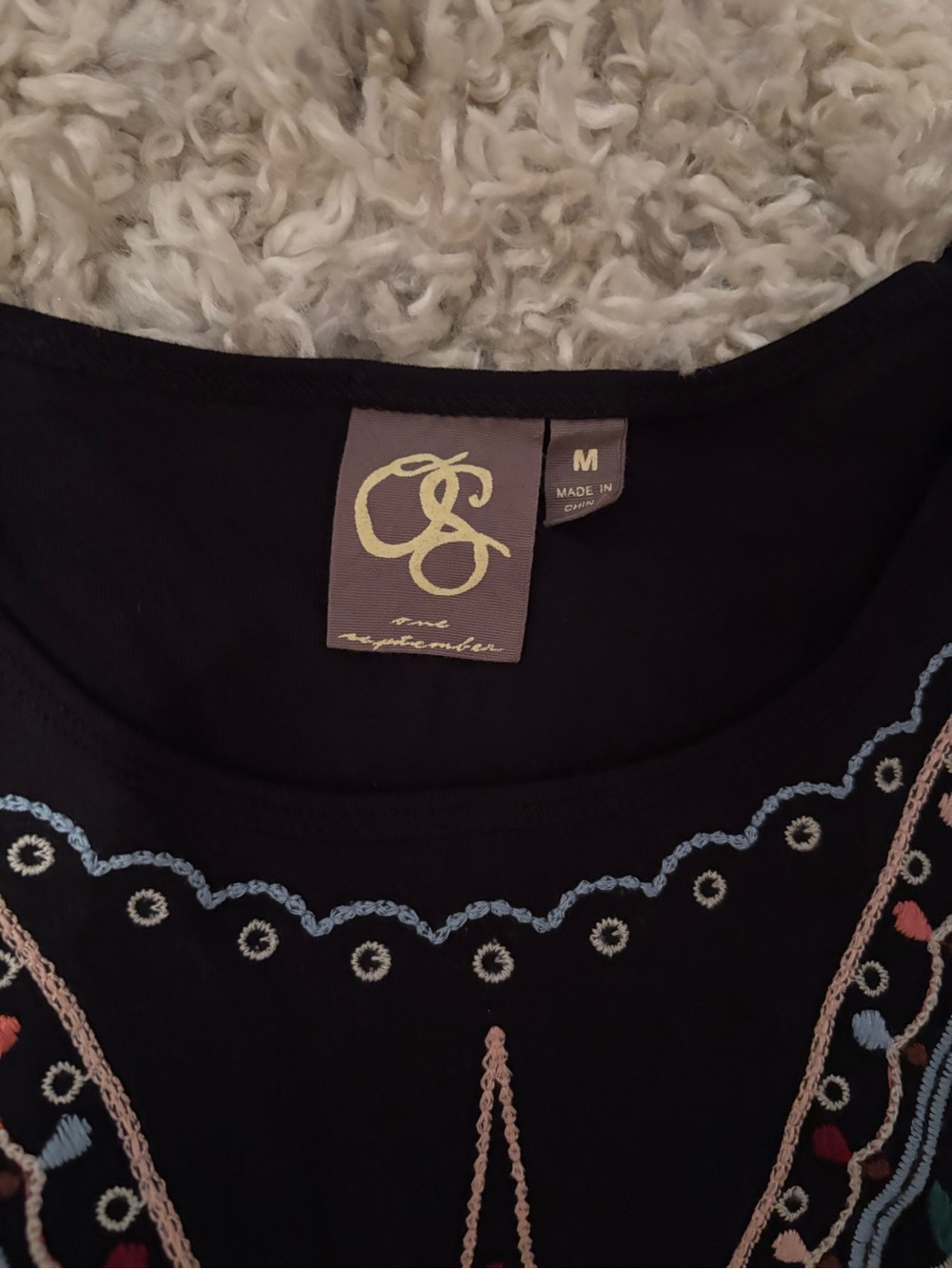 Anthropologie One September Embroidered Long Sleeve Blouse | Size M - Picture 8 of 11